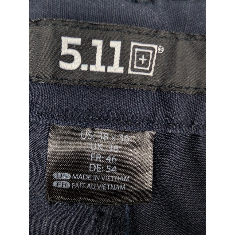 5.11 Tactical Cargo Pants Men's 38x36 Navy Blue Ripstop Utility Trousers 74273 - Picture 5 of 14
